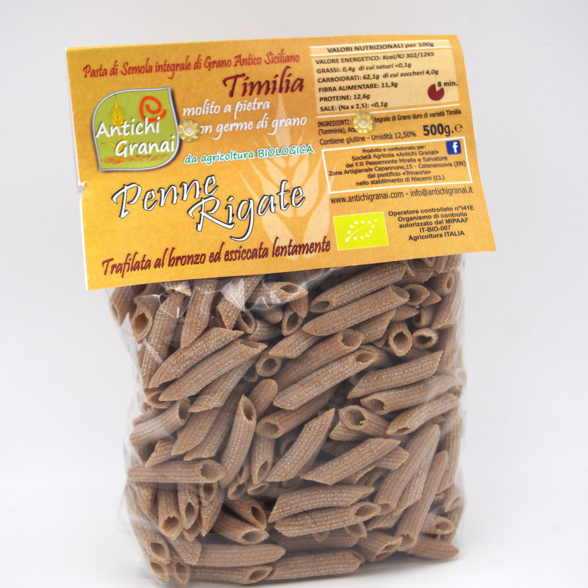 Penne Rigate Timilia BIO integrali grano antico siciliano Tumminia trafilate al bronzo