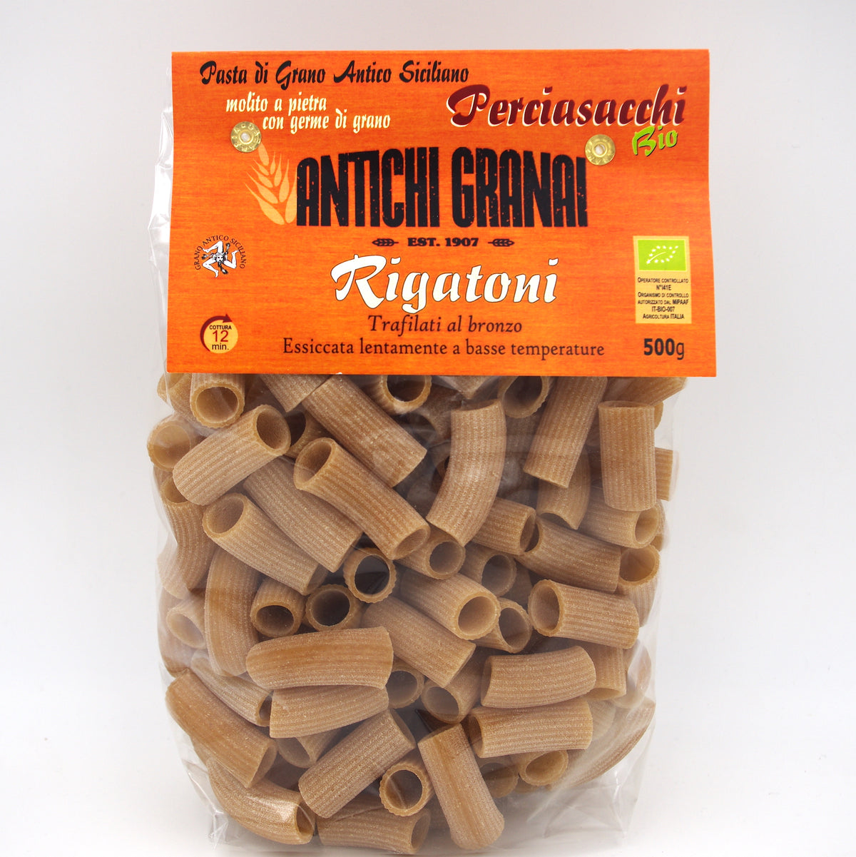 Rigatoni Perciasacchi BIO grano antico siciliano trafilati al bronzo