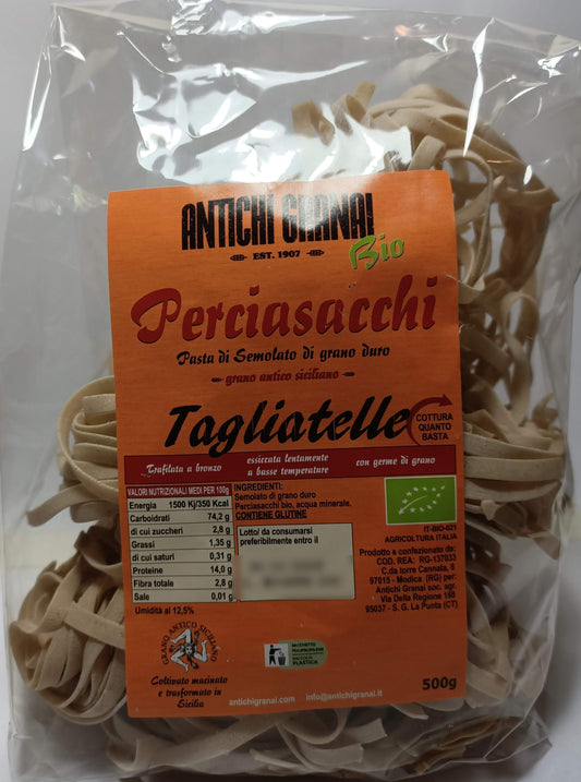 Tagliatelle Perciasacchi BIO semintegrali, pasta di grano antico siciliano trafilata al bronzo