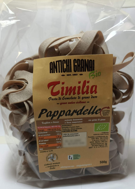 Pappardelle integrali Timilia BIO, pasta di grano antico siciliano Tumminia trafilata al bronzo
