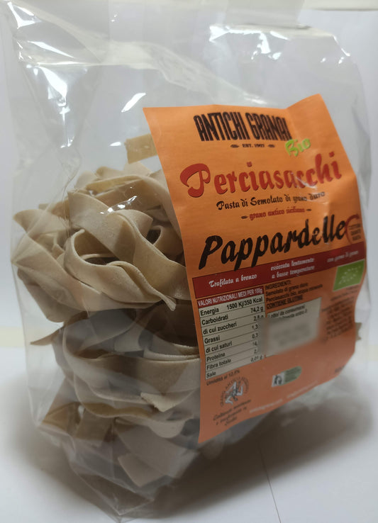Pappardelle Perciasacchi BIO semintegrali, pasta di grano antico siciliano trafilata al bronzo
