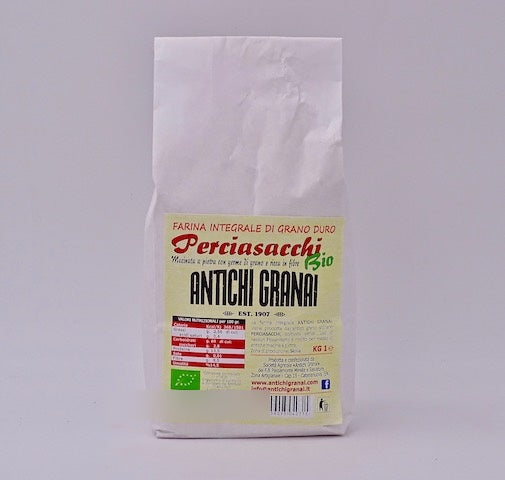 Farina integrale di Perciasacchi BIO, grano antico siciliano macinato a pietra
