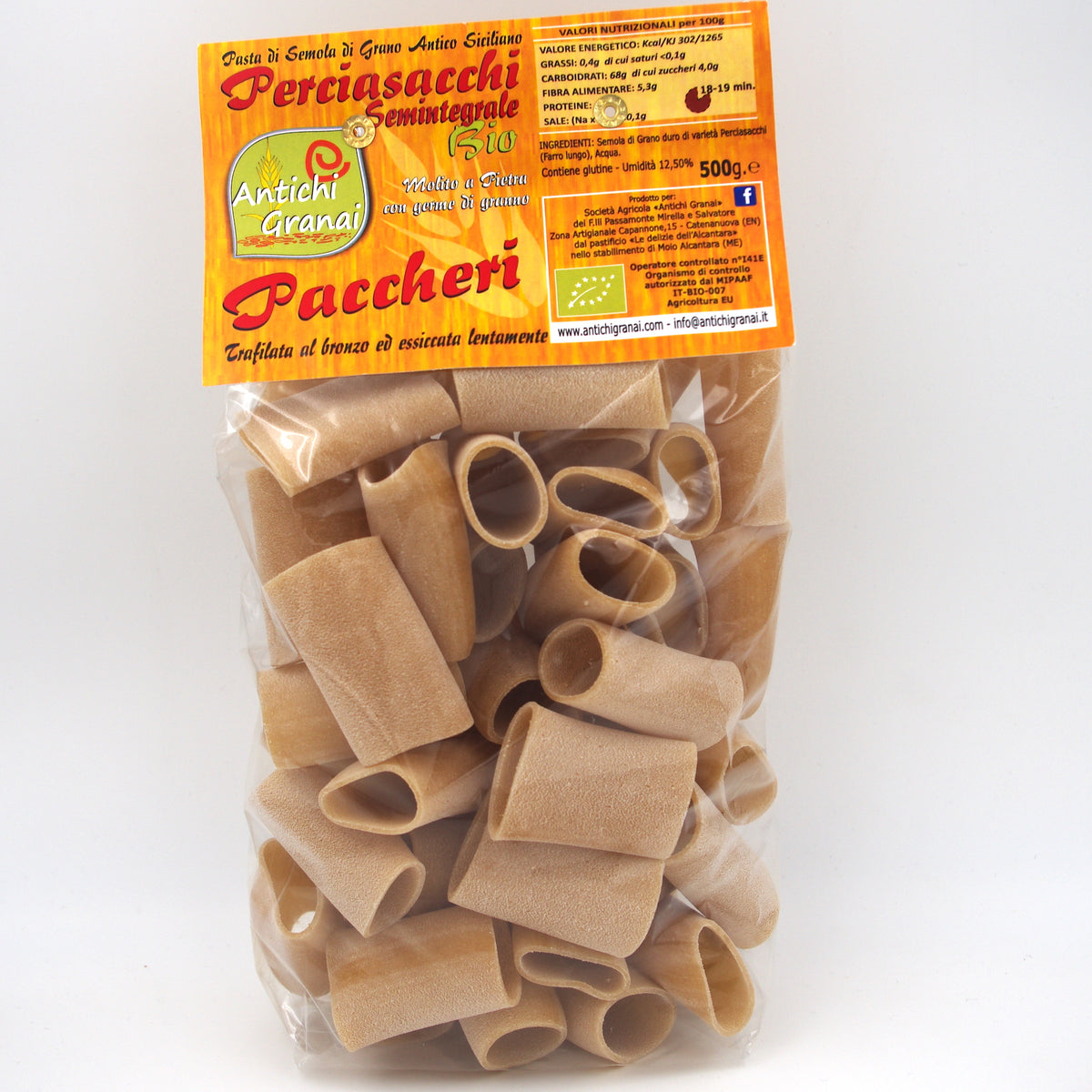 Paccheri Perciasacchi BIO grano antico siciliano trafilati al bronzo