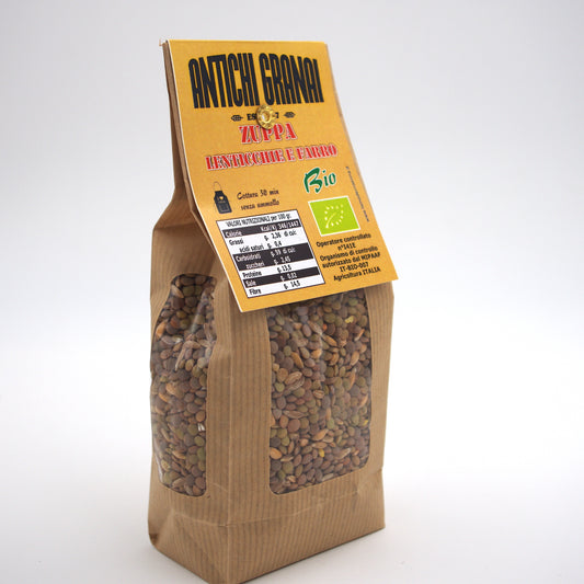 Zuppa di lenticchie e farro BIO mix legumi e cereali biologici senza ammollo