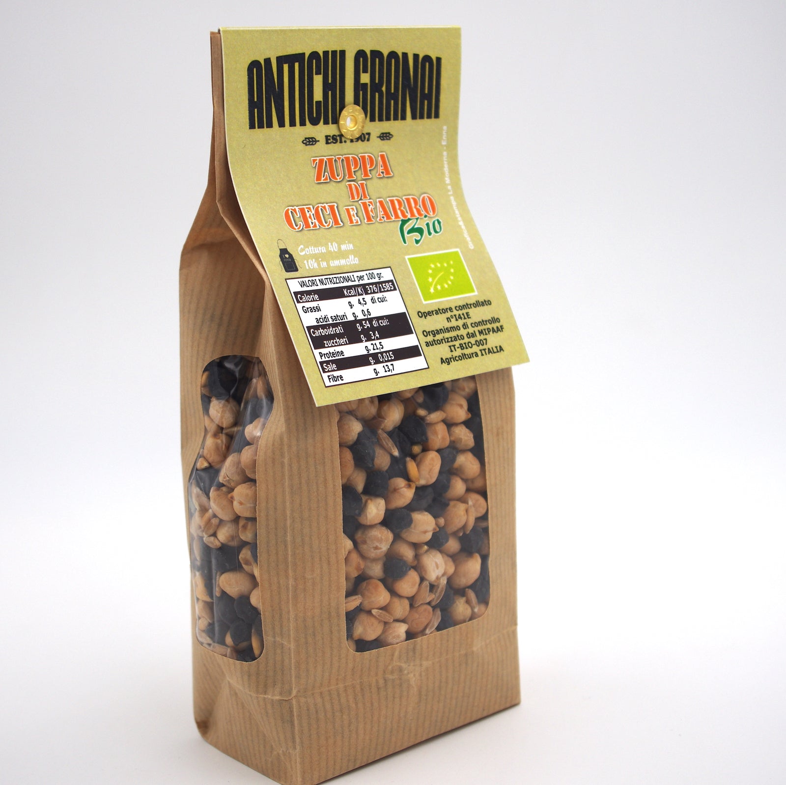 Zuppa di ceci e farro BIO mix legumi e cereali biologici siciliani"